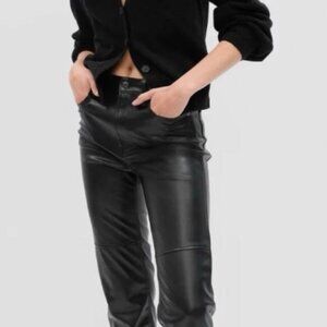 Gap Cheeky Straight High Rise Vegan Leather Pants - True Black - Size 30/10R